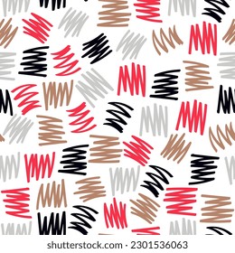 Motley light seamless pattern with stroke shapes. Vector illustration for print, fabric, cover, packaging, interior decor, blog decoration and other your projects.