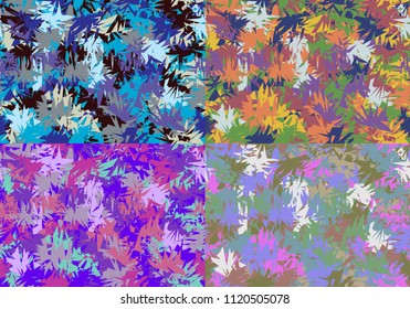 Motley multi-colored seamless pattern in four versions.