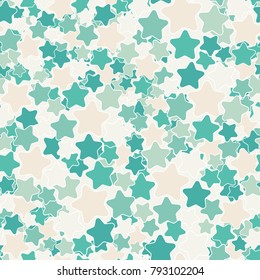 A motley pattern of five-pointed stars with rounded corners. Seamless texture. Autumn colors.
