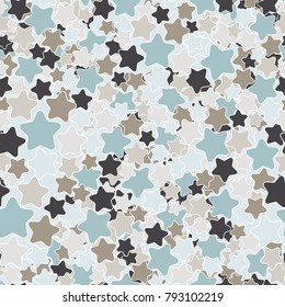 A motley pattern of five-pointed stars with rounded corners. Seamless texture. Autumn colors.