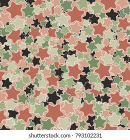 A motley pattern of five-pointed stars with rounded corners. Seamless texture. Autumn colors.