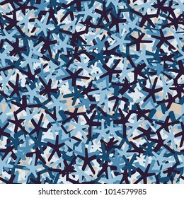 A motley pattern of oblique five-pointed stars. Fashionable camouflage.