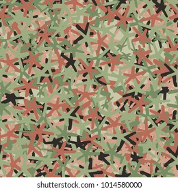 A motley pattern of oblique five-pointed stars. Fashionable camouflage.