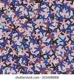 A motley pattern of oblique five-pointed stars. Fashionable camouflage.