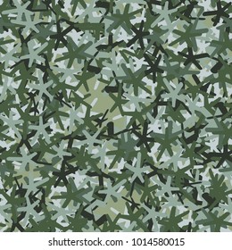 A motley pattern of oblique five-pointed stars. Fashionable camouflage.