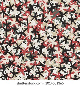 A motley pattern of oblique five-pointed stars. Fashionable camouflage.