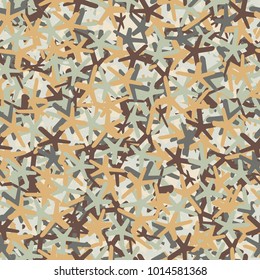 A motley pattern of oblique five-pointed stars. Fashionable camouflage.