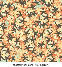 A motley pattern of oblique five-pointed stars. Fashionable camouflage.