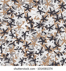 A motley pattern of oblique five-pointed stars. Fashionable camouflage.