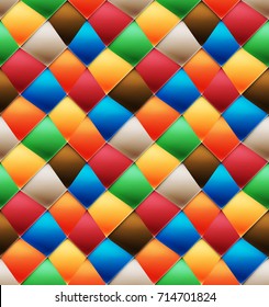 Motley plastic asymmetrical patchwork seamless pattern with skewed Material design of transparent items you can place on any background