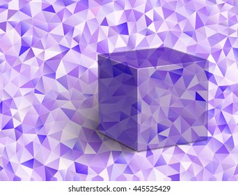 Motley polygonal background. Cube 3D