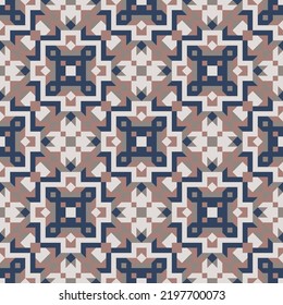 Motley Polygonal nahtloses Muster in sanften Farben. Überlappende Kunstformen, Streifen, Polygone, Segmente sind in einer bestimmten Reihenfolge gruppiert und angeordnet. Vektorgrafik. 