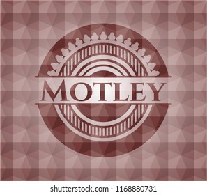 Motley red geometric pattern emblem. Seamless.