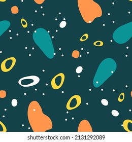 Motley Scribble Vector Seamless Pattern. Color Doodle Different Paint. Bright Artistic Shapes Textures. Cartoon Element Print.
