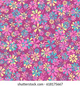 Motley seamless background with a pattern of a variety of small flowers for spring or summer design
