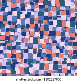 Motley seamless pattern. Funny camouflage. Multi-colored texture. Rounded quadrangles.