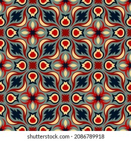 Motley seamless pattern with Mexican motives. Vector illustration for print, fabric, cover, packaging, interior decor, blog decoration and other your projects.