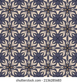 Motley seamless pattern. Overlapping ornate shapes, stripes, segments and polygons are grouped and arranged in a specific order. Vector. 