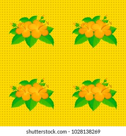 Motley seamless pattern. Vector abstract flower background. Pretty floral print with yellow, green and orange small flowers.