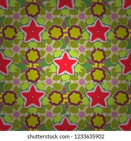 Motley seamless pattern. Vector abstract flower background. Pretty floral print with red, brown and green small flowers.