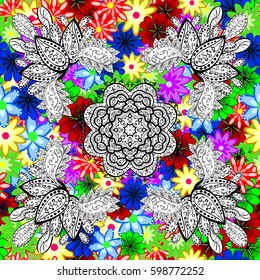 Motley seamless pattern. Vector abstract flower background. Pretty floral print with small flowers.