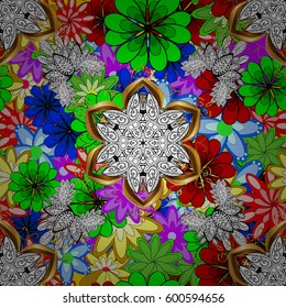 Motley seamless pattern. Vector abstract flower background. Pretty floral print with small flowers.