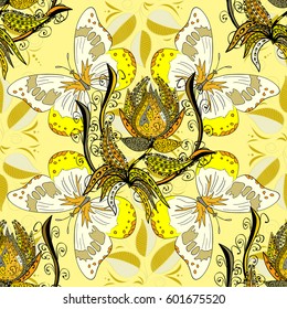 Motley seamless pattern. Vector abstract flower background. Pretty floral print with small flowers.
