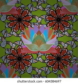 Motley seamless pattern. Vector abstract flower background. Pretty floral print with small flowers.