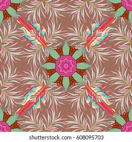 Motley seamless pattern. Vector abstract flower background. Pretty floral print with small flowers.