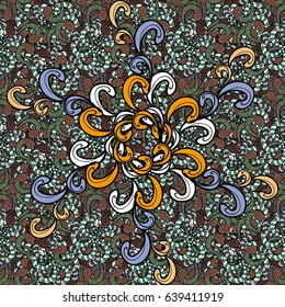 Motley seamless pattern. Vector abstract flower background. Pretty floral print with blue small flowers.