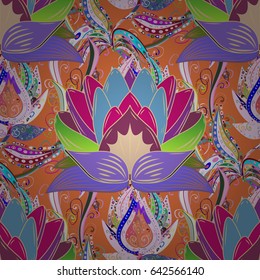 Motley seamless pattern. Vector abstract flower background. Pretty floral print with blue small flowers.