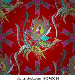 Motley seamless pattern. Vector abstract flower background. Pretty floral print with blue small flowers.