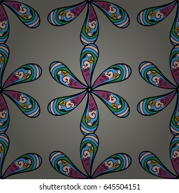 Motley seamless pattern. Vector abstract flower background. Pretty floral print with blue small flowers.