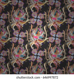 Motley seamless pattern. Vector abstract flower background. Pretty floral print with blue small flowers.