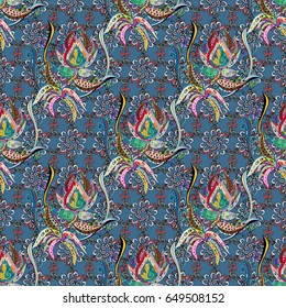 Motley seamless pattern. Vector abstract flower background. Pretty floral print with small flowers.