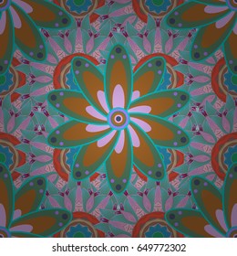 Motley seamless pattern. Vector abstract flower background. Pretty floral print with blue small flowers.