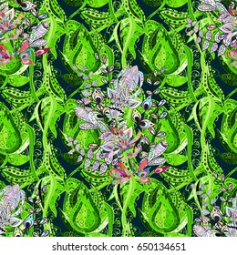 Motley seamless pattern. Vector abstract flower background. Pretty floral print with colorfil small flowers.