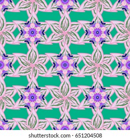 Motley seamless pattern. Vector abstract flower background. Pretty floral print with blue small flowers.