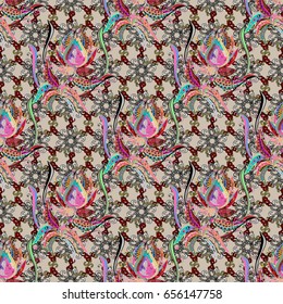 Motley seamless pattern. Vector abstract flower background. Pretty floral print with small flowers.