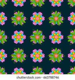 Motley seamless pattern. Vector abstract flower background. Pretty floral print with small flowers.