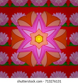 Motley seamless pattern. Vector abstract flower background. Pretty floral print with pink, red and orange small flowers.