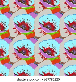 Motley seamless pattern. Vector multicolor abstract flower background. Pretty multicolored floral print.