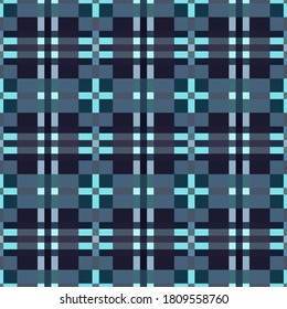 Motley seamless rectangular vector pattern as a tartan plaid mainly muted blue hues with diagonal lines, texture for flannel shirt, plaid, tablecloths, clothes, blankets and other textile