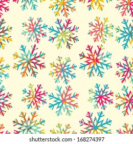 Motley snowflakes seamless pattern. Endless winter background