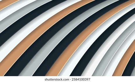 Motley striped wallpaper with 3D effect. An excellent background for advertising, posters, postcards, business cards, corporate attributes and your other projects. Vector.