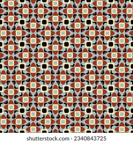 Motley tiled seamless pattern. Art forms are grouped and arranged in a specific order. Vector image for print, textile, packaging, interior design and your other projects.