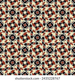 Patrón sin fisuras de mosaico. Las formas de arte se agrupan y organizan en un orden específico. Imagen vectorial para impresión, textil, embalaje, diseño de interiores y sus otros proyectos.