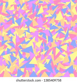 motley triangles. simple geometric shapes. vector seamless pattern. pastel color background. textile paint. repetitive background. fabric swatch. wrapping paper