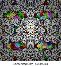 Motley vector illustration. Seamless exotic pattern with many tropical flowers. Blooming jungle.
