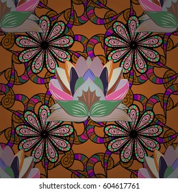 Motley vector illustration. Seamless exotic pattern with many tropical flowers. Blooming jungle.